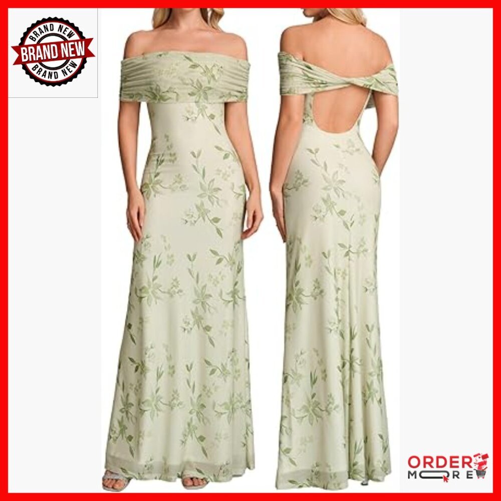 Off Shoulder Maxi Dress Bodycon Mermaid Formal Wedding Guest Floor Length